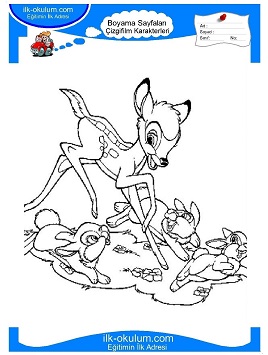 Çocuklar İçin Bambi Boyama Sayfaları 